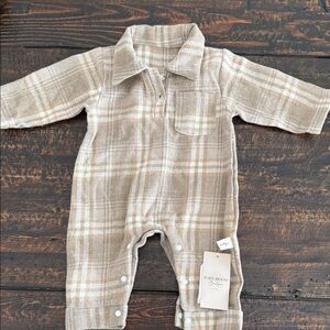 Khaki Plaid flannel One Piece